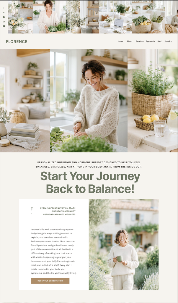 Home page example showing what pages you need on your website