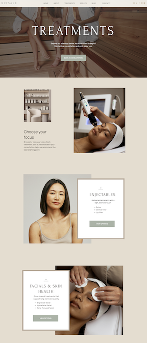 Services page example for a service-based business website